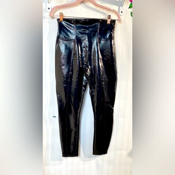 SPANX Black Glossy Leggings High-Waisted Size M - Picture 2 of 5